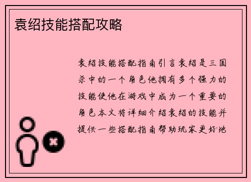袁绍技能搭配攻略